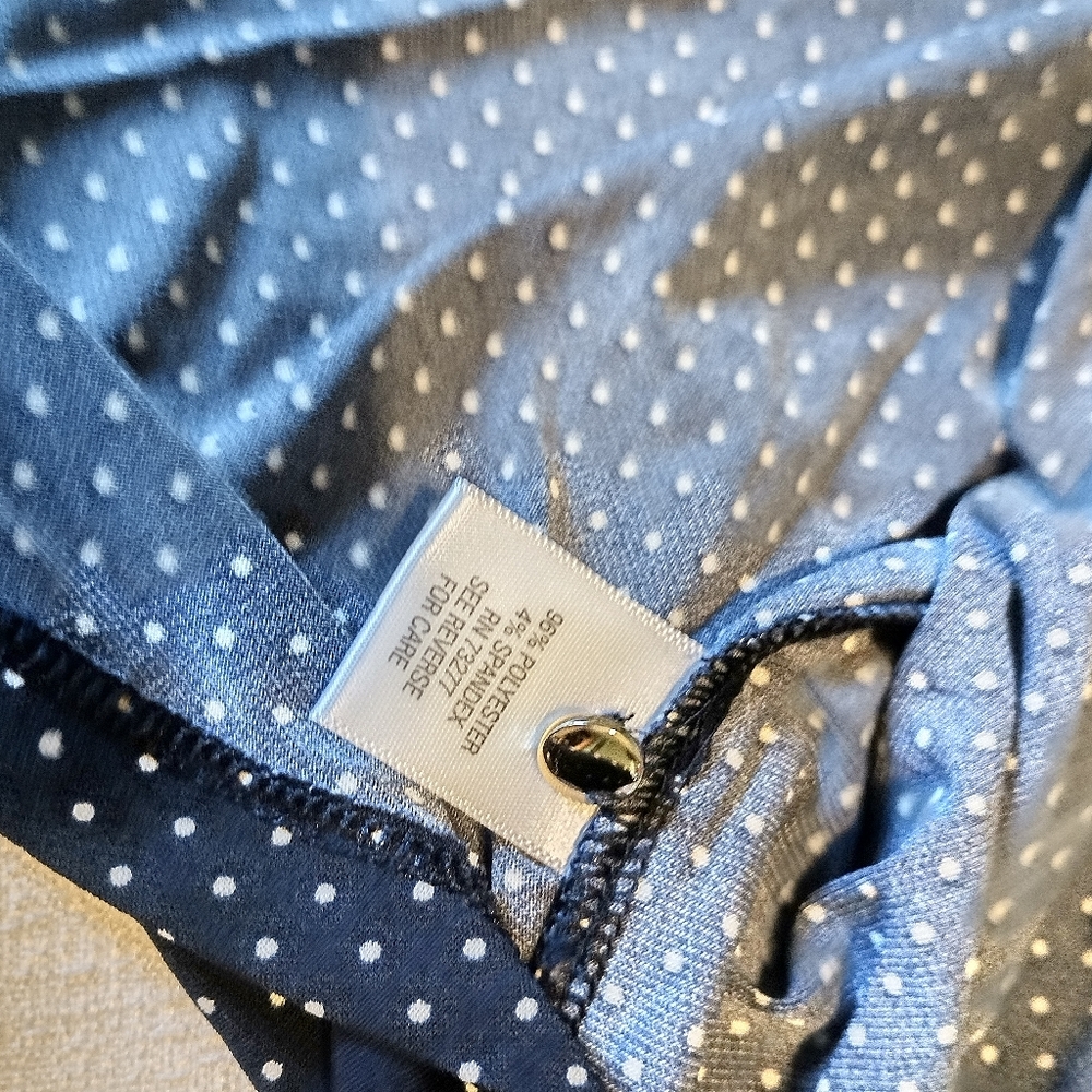 Croft & Barrow size L button up black top w white dots short sleeve blouse - Picture 8 of 11